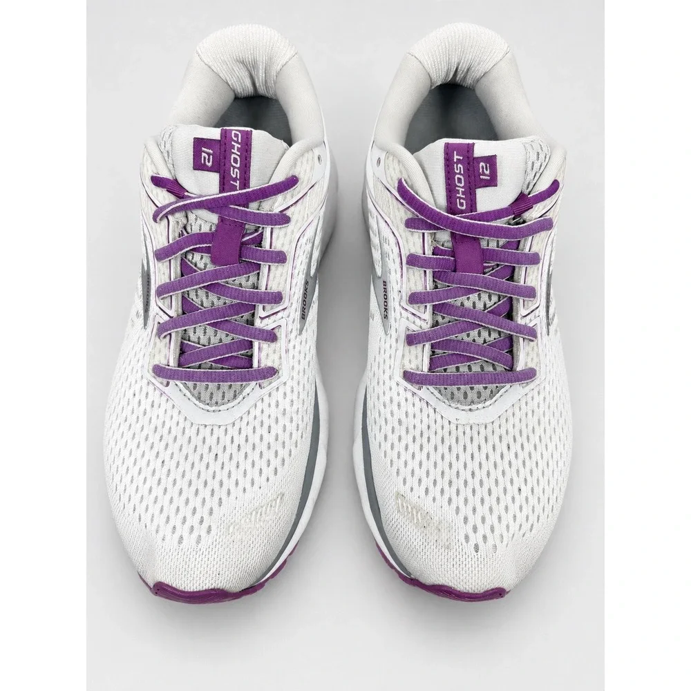 Brooks Ghost 12 Womens Running Shoes White Purple 1203051B185
